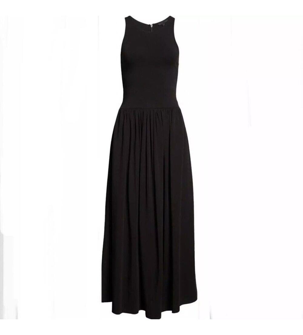 ATM Anthony Thomas Melillo Racerback Stretch Pima Cotton Maxi Black Dress M $295